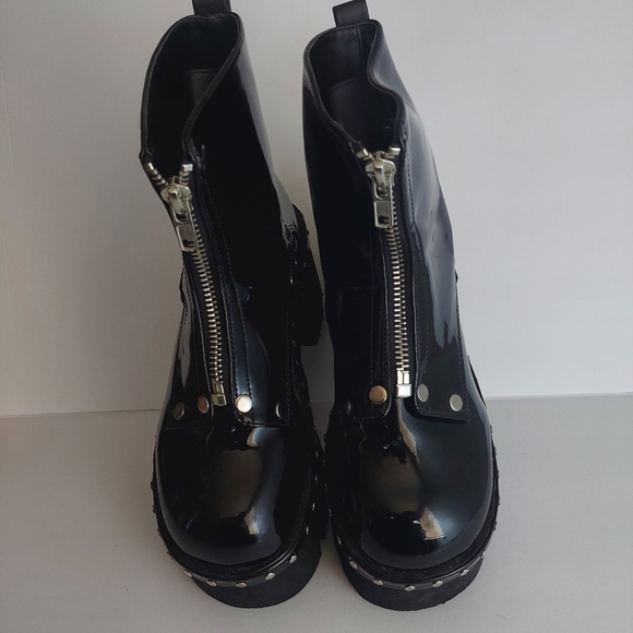 Demonia Shoes - DEMONIA Women's ASH100/B 3" Chunky Heel Punk Black Platform Ankle Boot Size 11